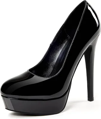 Productafbeelding van Zwarte damespumps met stilettohak en platformzool, 14 cm hoogte, instapmodel, maat 38 EU