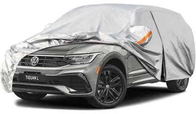 Zdjęcie produktu dla Pokrowiec samochodowy Autoplane, wodoodporny i oddychający, pasujący do VW Tiguan L/Allspace (2016-2025), kolor srebrny