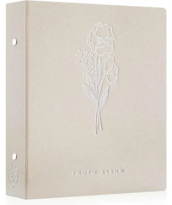 Image de Album photo à pochettes, format 10x15 cm, couleur beige, en lin, capacité pour 400 photos, format portrait