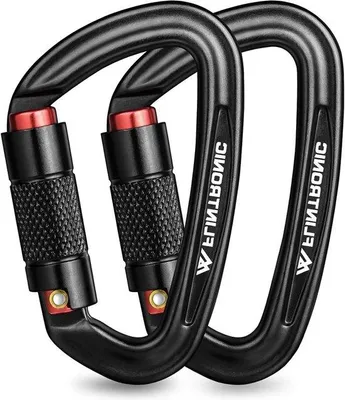 Produktbild von Karabinerhaken - Aluminium D-Ring - Außenaktivitäten - Flugzeugaluminium - 99,3 x 59,4 mm - Schwarz