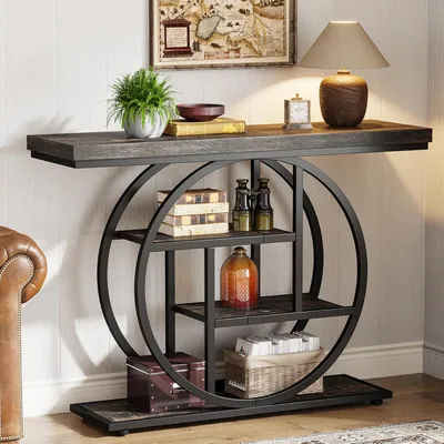 Image de Table console - Table d'appoint - Table basse - Table d'entrée - Table d'accent - Style industriel - 105 cm (41,3 pouces)