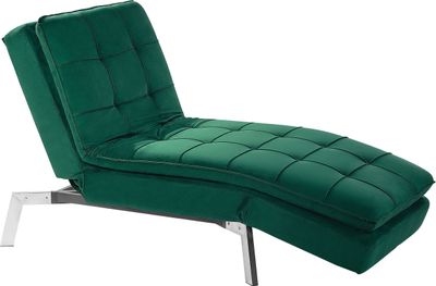 BELIANI Chaiselongue Smaragdgrün Samtstoff Verstellbarer Kopfteil und Schlaffunktion Retro Design Glamouröser Stil