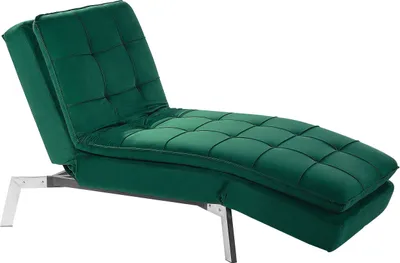 Produktbild von BELIANI Chaiselongue Smaragdgrün Samtstoff Verstellbarer Kopfteil und Schlaffunktion Retro Design Glamouröser Stil