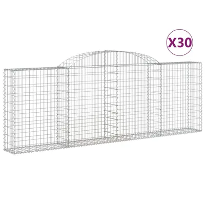 Obrázok produktu pre vidaXL Gabiony s vysokým oblúkom 30 ks 300x30x100/120cm Pozinkované železo
