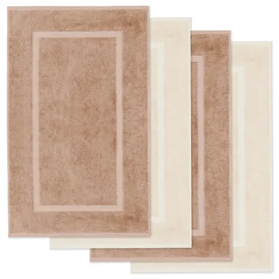 Produktbild von Lavea® 4er Set Badematte 50x80 cm, Badezimmerteppich 100% Baumwolle, 800 g/m², saugstark, waschbar, Badvorleger, Elena – Cappuccino & Creme