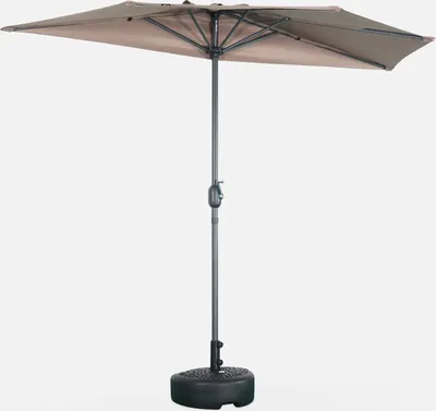 Produktbild von sweeek - Halber Sonnenschirm für Balkon 2,5 m mit zentralem Mast - Taupe