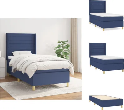 Produktbild von vidaXL Boxspringbett mit Matratze Blau 100x200 cm Stoff -  Betten & Bettgestelle