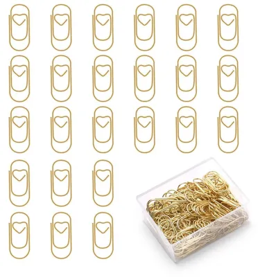 Produktbild von Büroklammern Herzform Büroklammer - 130 Stück - Gold - Edelstahl - Mit Aufbewahrungsbox - Für Dokumente und als Lesezeichen