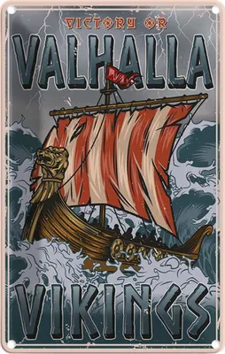 Image de vianmo Plaque en tôle 18x12 cm Schiff Valhalla Vikings