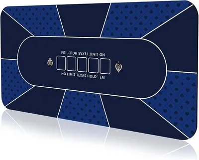 Imagen del producto de Alfombrilla de poker para Texas Hold'em para 6 jugadores, 119 x 58 cm, hecha de goma. Cubierta para mesa de poker, plegable, portátil, con bolsa de transporte para juegos de poker. Alfombrilla de casino (119,9 x 61 cm, azul claro)
