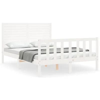 Image de vidaXL Lit en bois massif sans matelas Blanc 120x200 cm pin