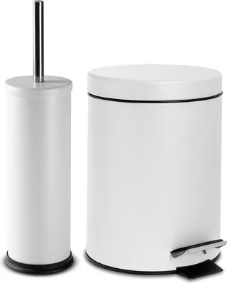Produktbild von Harbour Housewares Rundes Toilettenbürsten- und Mülleimer-Set – Mattweiß