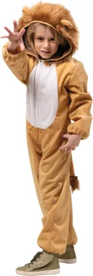 Produktbild von Overall Löwe Leo Kinder Jumpsuit Kapuzen Einteiler Karneval Fasching Kostüm 104