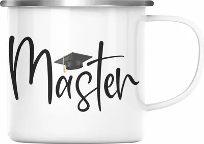 Produktbild von Trendation - Master Abschluss Geschenk Emaille Tasse Bestanden Studium Prüfung Graduation (Silber)