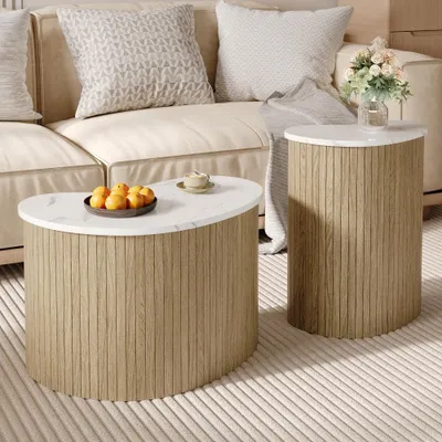 Image de Table basse moderne et minimaliste avec effet marbre, table d'appoint scandinave pour le salon
