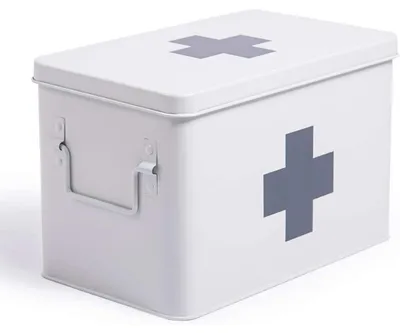 Immagine prodotto di Armadietto metallico bianco per medicinali, dimensioni 32 x 19 x 20 cm