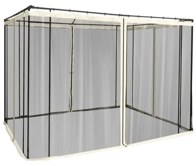 Obrázok produktu pre Moskytiérová sieť, pavilón – sieť proti hmyzu, 3x3 m – 4 bočné časti – vchod so zipsom – jemná sieťovina – béžová farba