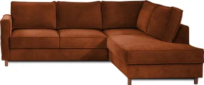 Image de Lisa Design Jake - canapé d'angle droit - convertible - 5 places - en velours côtelé , Rouille