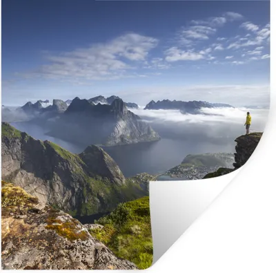 Produktbild von MuchoWow® Wandtattoo Wandsticker Wandaufkleber Sonnenaufgang in Norwegen 80x80 cm Selbstklebend und Repositionierbar - Wierderverwendbar - Selbstklebend