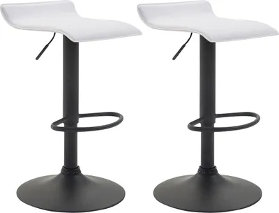 Produktbild von 2er Set Barhocker DERID - Kunstleder Weiß 36x39x63 cm Schwarz | Barstuhl Höhenverstellbar Drehbar Tresenhocker Tresenstuhl Kneipenhocker Kneipenstuhl
