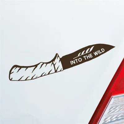 Produktbild von Auto Aufkleber Klappmesser Messer Knife Jagd Hunting Wild Wald Car 19x3 cm Braun Sticker Heckscheibenaufkleber