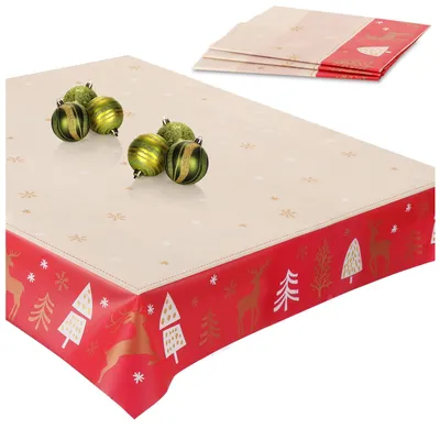Produktbild von com-four® 4x Tischdecke mit Weihnachtsmotiv - Tischtuch abwischbar ca. 80 x 80 cm - weihnachtliches Mitteldecken-Set - festliche Tafelwäsche für Adventskranz, Pyramide