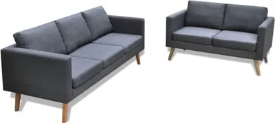 Produktbild von The Living Store Sofa Set 2-Sitzer und 3-Sitzer Stoff Dunkelgrau