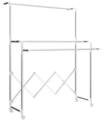 Immagine prodotto di Porta abiti pieghevole con 3 aste regolabili | Colore: Argento | Dimensioni: 104-150 x 103 x 145-197 cm