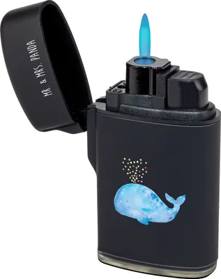 Produktbild von Mr. & Mrs. Panda Gasfeuerzeug Wal Konfetti - Schwarz - Geschenk, Feuerzeuge, sturmfeuerzeug, Diät, Feuerzeug, Neustart, Lebensabschnitt, Geburtstag, zigarettenanzünder