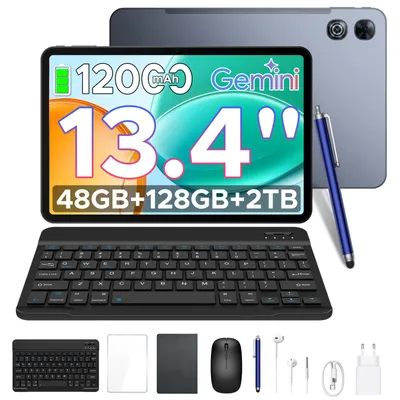 Produktbild von POCKAM P13 Tablet Android 16, 13 Zoll 120 Hz, 48(8+40)GB + 128GB/TF 2TB, 12000mAh, 5G WiFi, mit Stift/Maus/Tastatur, 13MP+8MP/Widevine L1/Gemini AI