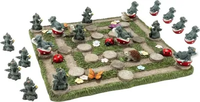 Produktbild von Drachenmühle Mühle Brettspiel mit 19 handbemalten Drachen Figuren Spiel