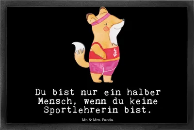 Produktbild von Mr. & Mrs. Panda Gummimatte Sportlehrerin Herz 40 x 60 cm - Schwarz - Geschenk, Schmutzfangmatte, Schmutzmatte, Fussmatte, Türmatte, Fußabstreifer