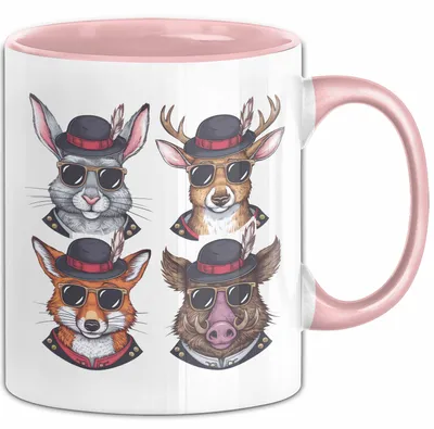 Produktbild von Jäger Tasse Geschenk Hase Wildschwein Fuchs Geschenkdiee Jagd (Rosa)