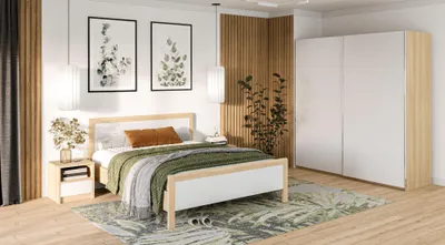 Obrázek produktu pro Weiße Schlafzimmer Möbel Luxus Bett Nachttische Großer Kleiderschrank