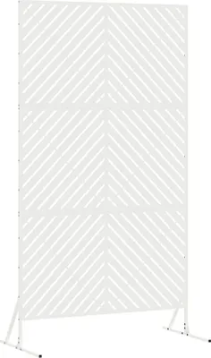 A white privacy screen with a chevron pattern, standing on a white background.