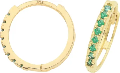 Produktbild von Atemberaubende 9 Karat (375) Gold Damen - Paar Creolen mit Zirkonia - 13mm*2mm; TRS37508
