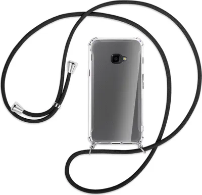 Produktbild von Handykette Backcover-Schutzhülle mit Band (Metall silberfarben) für Samsung Galaxy Xcover 4 / 4s - schwarz