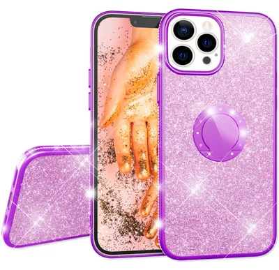 Produktbild von NALIA Glitzer Ringhülle für iPhone 13 Pro, Silikon Handyhülle Glitter Cover Bling Case Schutzhülle mit Ring Lila