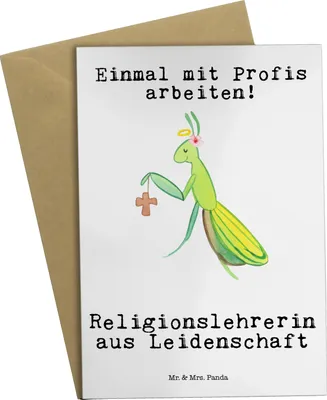 Produktbild von Mr. & Mrs. Panda Grußkarte Religionslehrerin Leidenschaft - Weiß - Geschenk, osterkarten, Spruch, Lustig, einladungskarten, Grundschule, dankeskarten, Witzig