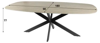Produktbild von FURNLUX Esstisch Romano Beige Und Schwarz 180cm / Hauptfarbe: Beige / Abmessungen: 180 x 77 x 90 cm