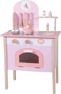 Zdjęcie produktu dla 4iQ Play kitchen Drewniana zabawkowa kuchnia dla dzieci KidsCookSpace 48x27x77,5 cm z akcesoriami