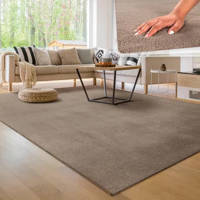 Produktbild von Moderner Wohnzimmer Teppich Kurzflor Waschbar Weich Felloptik Anti-Rutsch Grösse 140x200 cm