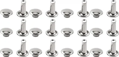 Produktbild von Nieten, Spikes, Doppelkappenniete, Glatte Oberfl?che, Lederhandwerksniete, 100 Stck, Praktisch fr Leder (Silber)