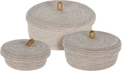 Obrázek produktu pro Sada úložných košů Homestyling KO-KR2002820 s víkem 3 ks šedá