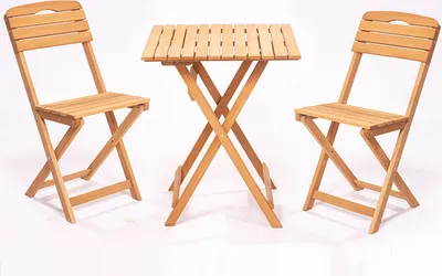Produktbild von Skye Decor, My003, Gartentisch- und Stühle-Set (3-teilig), 100 % BUCHENHOLZ, Braun, 80 x 60 x 72 cm