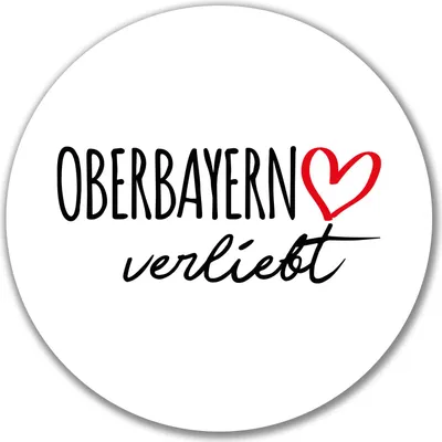 Produktbild von Huuraa Aufkleber Oberbayern verliebt 10cm rund Sticker Geschenkidee