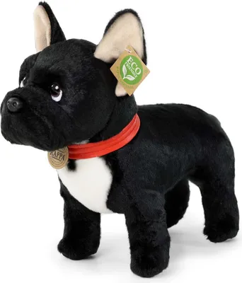 Immagine prodotto di Cagnolino di peluche a forma di bulldog francese con collare, 30 cm, ECO-FRIENDLY