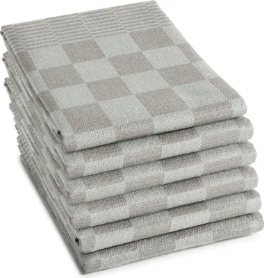 Produktbild von Unyqoos® Barbecue-Geschirrtuch-Set, 6 Stück, Baumwolle, 65×65 cm, Taupe – für Grill & Küche