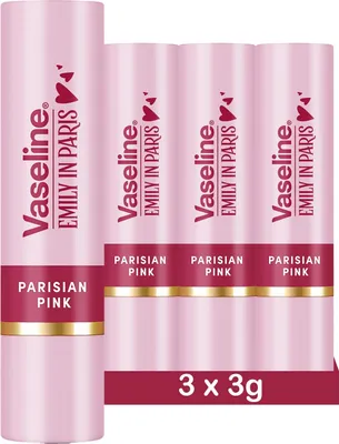 Produktbild von Vaseline x Emily in Paris Parisian Pink | Feuchtigkeitsspendender Lippenbalsam | Limited Edition | (3er Pack Parisian Pink)
