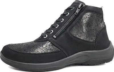 Image de Waldläufer Hesna : Bottines pour femmes, lacets, bottines à lacets, couleur noire, style décontracté